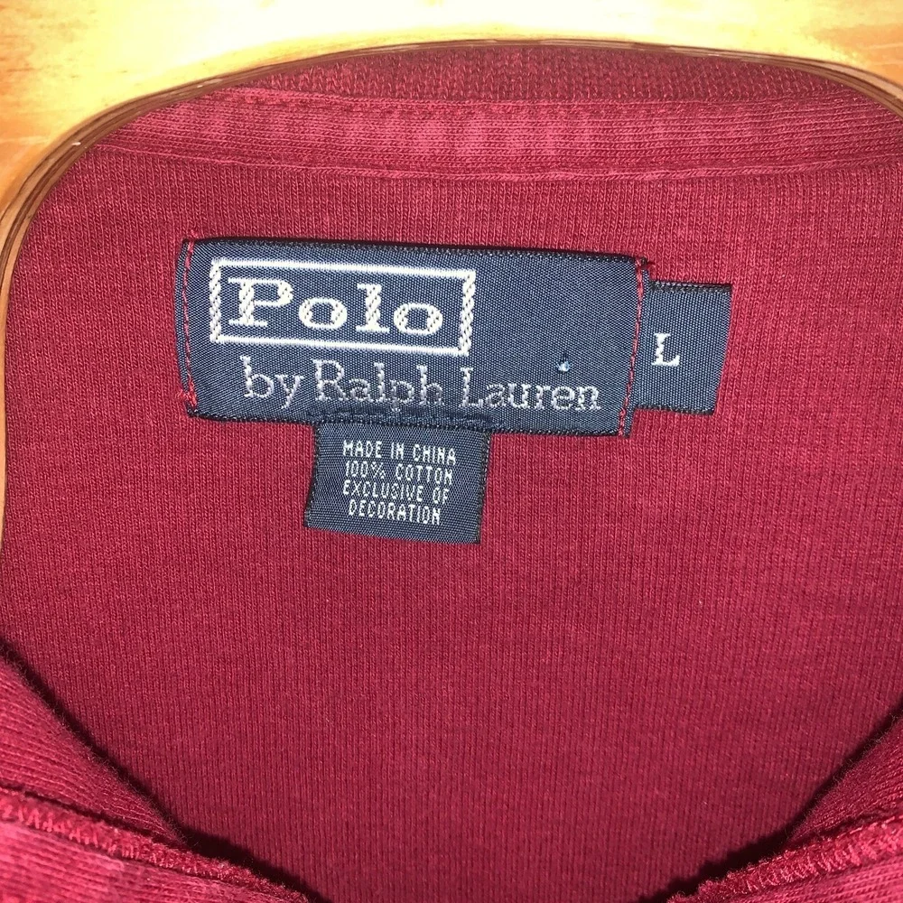 Vintage Polo Ralph Lauren 1/4 Zip‎ Sweater Sweatshirt Mens Size Large Red Heavy